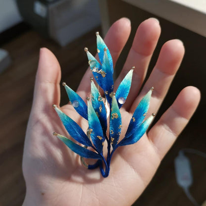 Blue Leaves Bespoke Brooch - Silk Brooch(Ronghua)