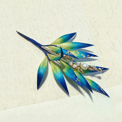 Blue Leaves Bespoke Hairpin - Silk Hairpin(Ronghua)