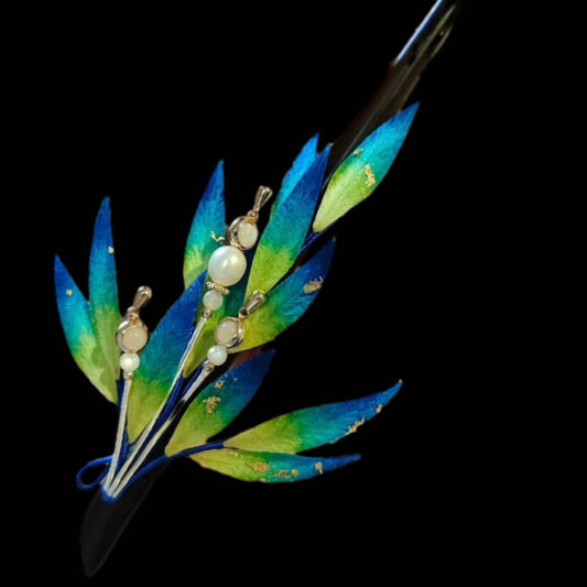 Blue Leaves Bespoke Hairpin - Silk Hairpin(Ronghua)