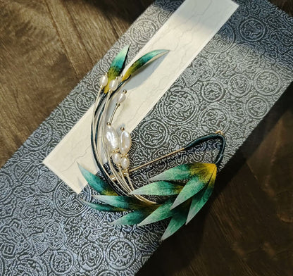 Green Leaves Bespoke Brooch - Silk Brooch(Ronghua)