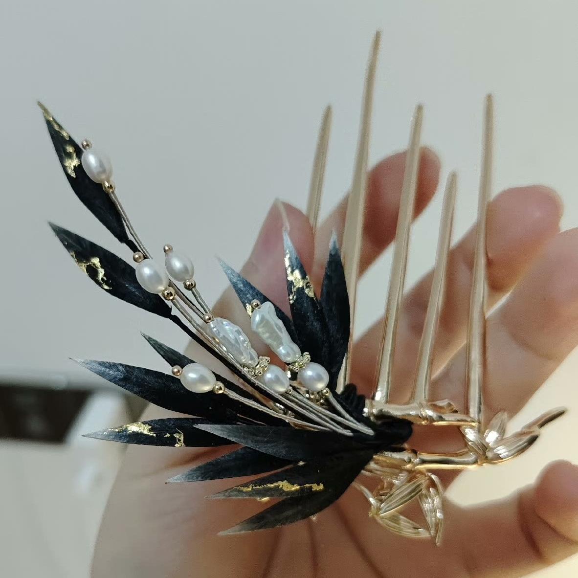 Leaves Bespoke Hairpin - Silk Hairpin(Ronghua)