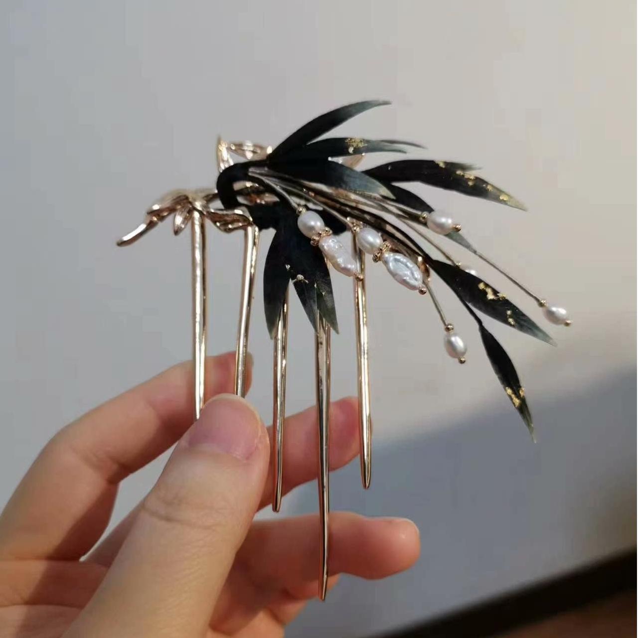 Leaves Bespoke Hairpin - Silk Hairpin(Ronghua)