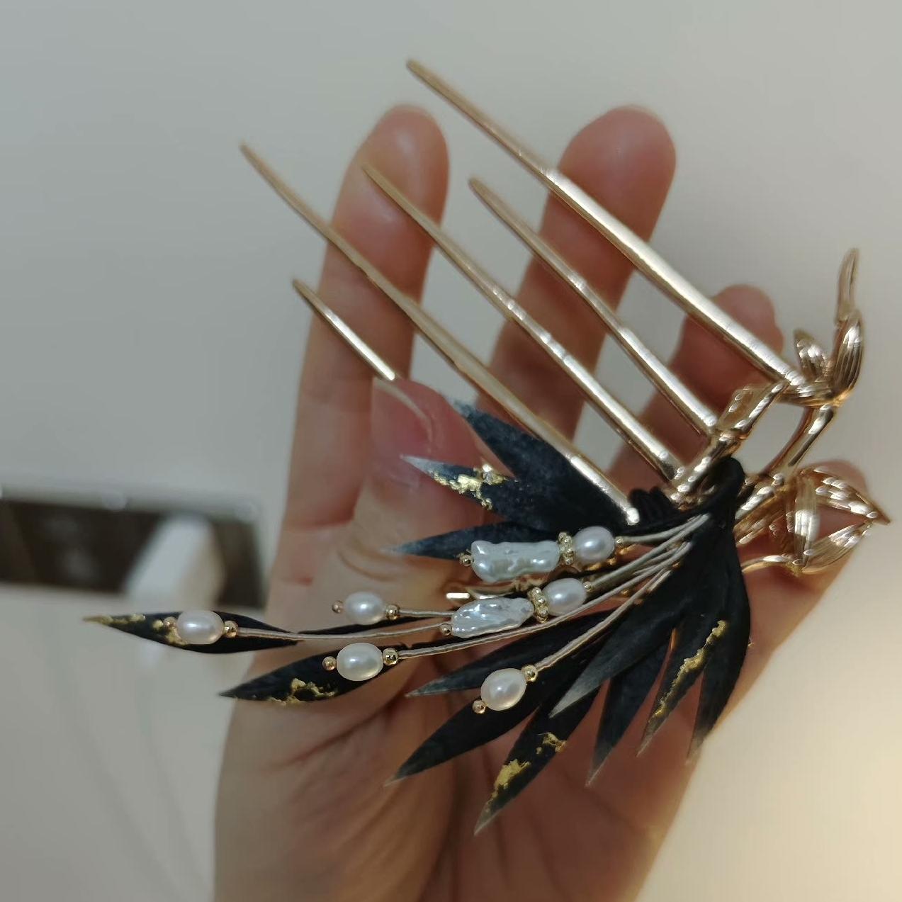 Leaves Bespoke Hairpin - Silk Hairpin(Ronghua)