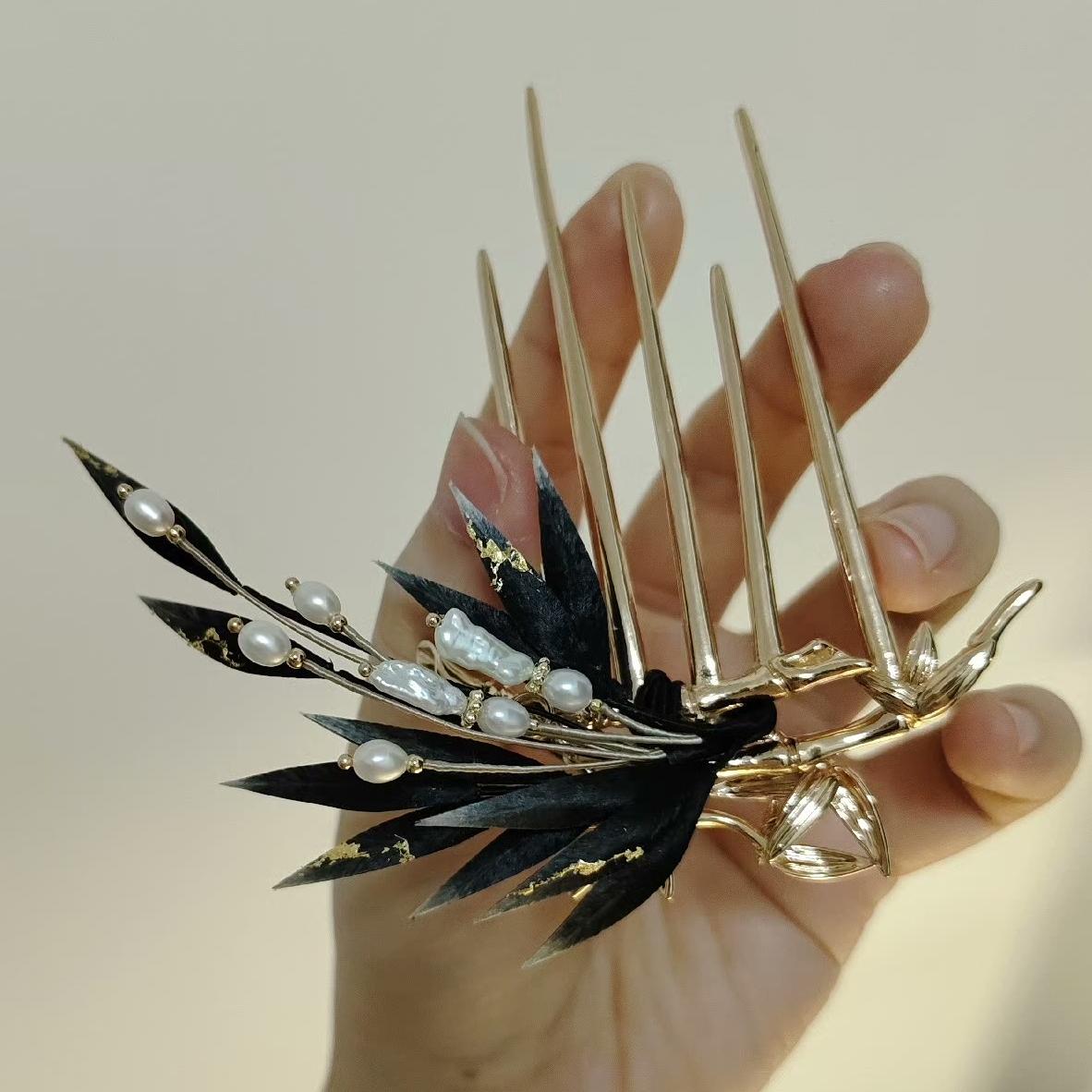 Leaves Bespoke Hairpin - Silk Hairpin(Ronghua)