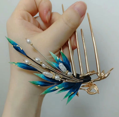 Leaves Bespoke Hairpin - Silk Hairpin(Ronghua)