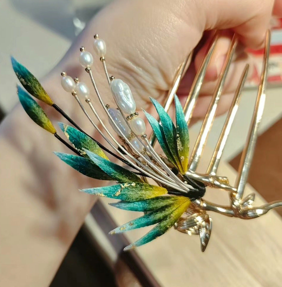 Leaves Bespoke Hairpin - Silk Hairpin(Ronghua)