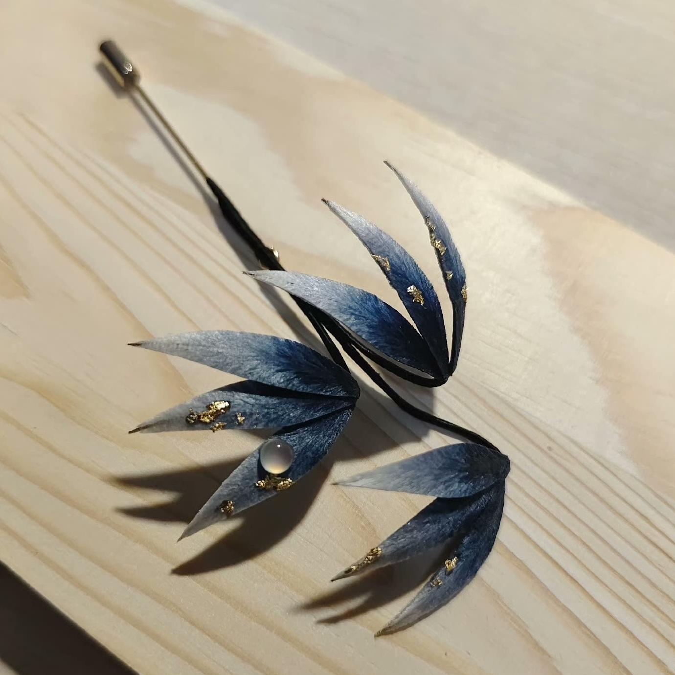 Bamboo Leaves Bespoke Brooch - Silk Brooch(Ronghua)