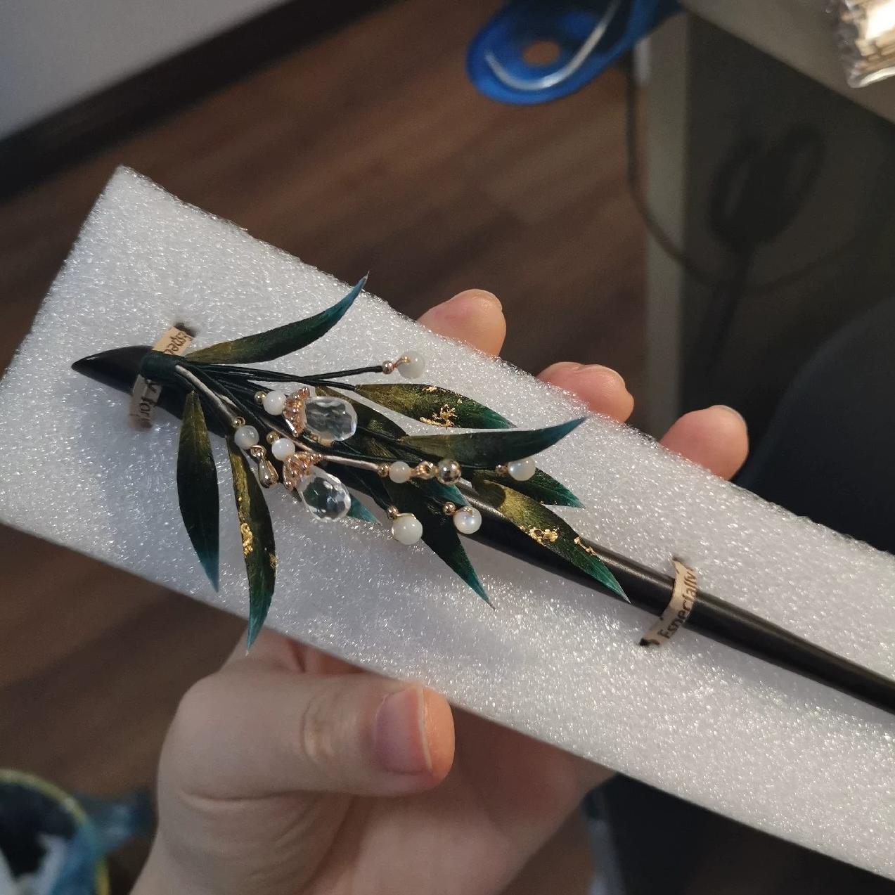 Bamboo Leaves Bespoke Hairpin - Silk Hairpin(Ronghua)