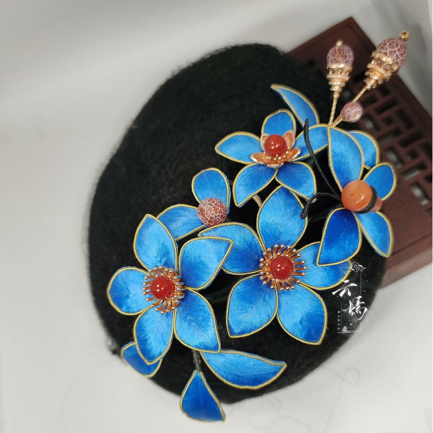 Blue Flower Bespoke Hairpin - Silk Hairpin(Ronghua)