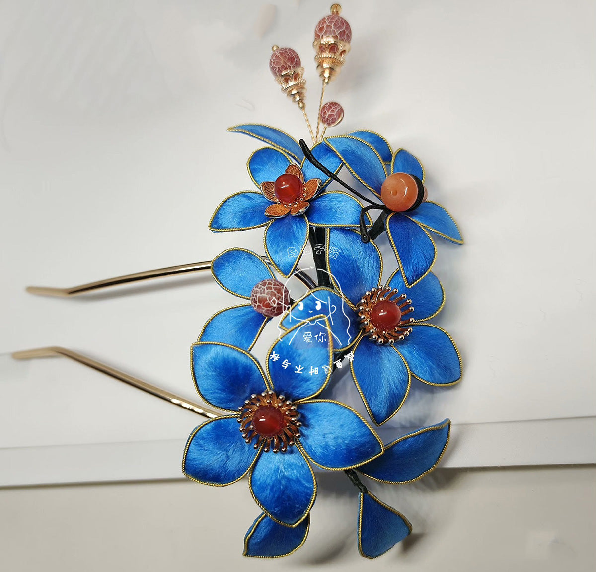 Blue Flower Bespoke Hairpin - Silk Hairpin(Ronghua)