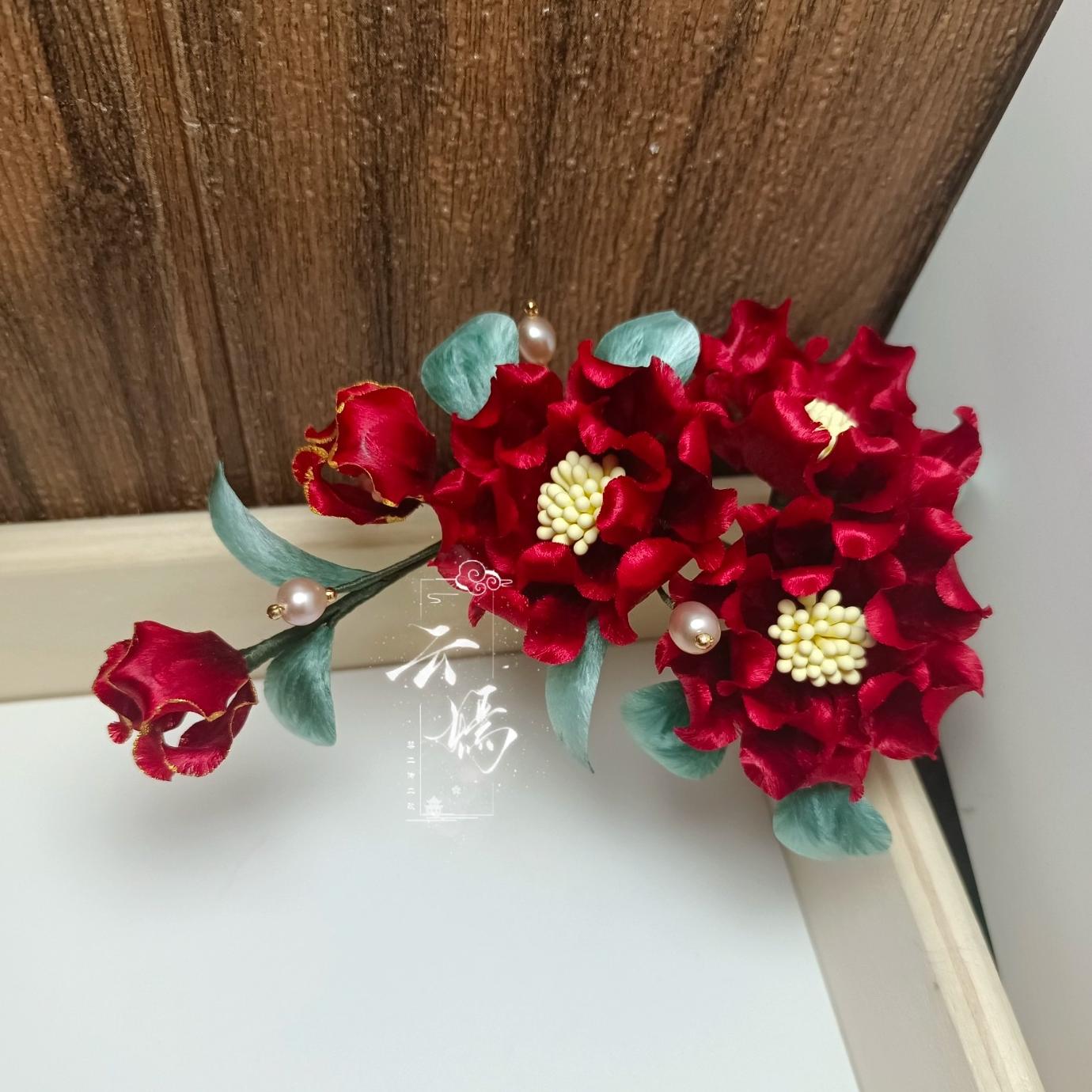 Peony Bespoke Hairpin - Silk Hairpin(Ronghua)