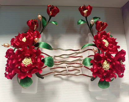 Peony Bespoke Hairpin - Silk Hairpin(Ronghua)