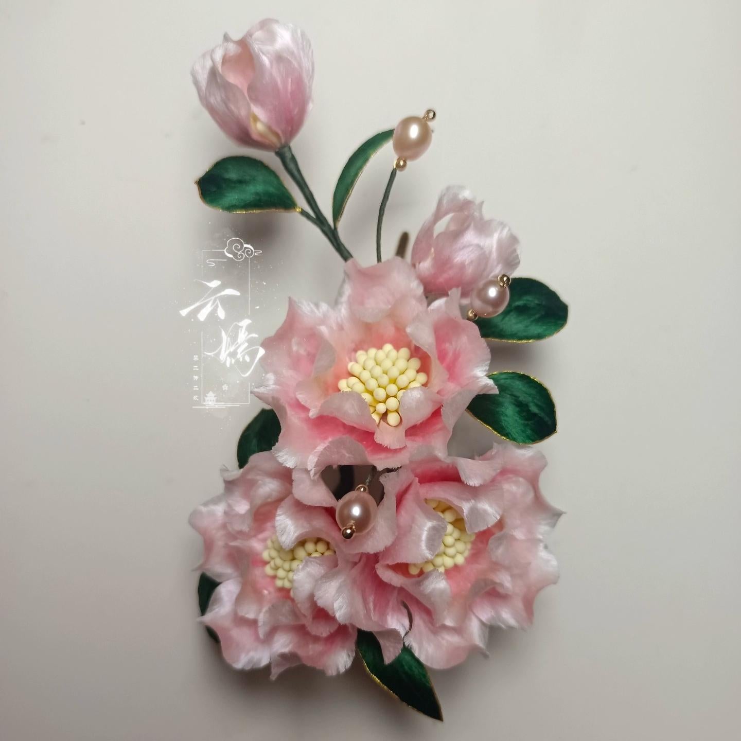 Peony Bespoke Hairpin - Silk Hairpin(Ronghua)