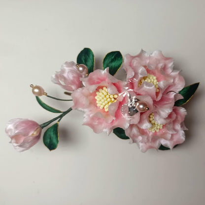 Peony Bespoke Hairpin - Silk Hairpin(Ronghua)