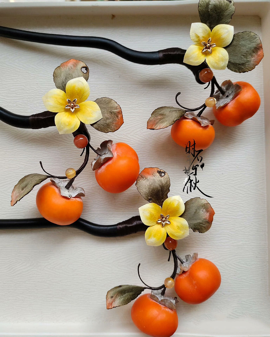 Persimmon Bespoke Hairpin - Silk Hairpin(Ronghua)