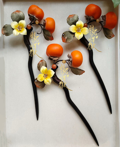 Persimmon Bespoke Hairpin - Silk Hairpin(Ronghua)