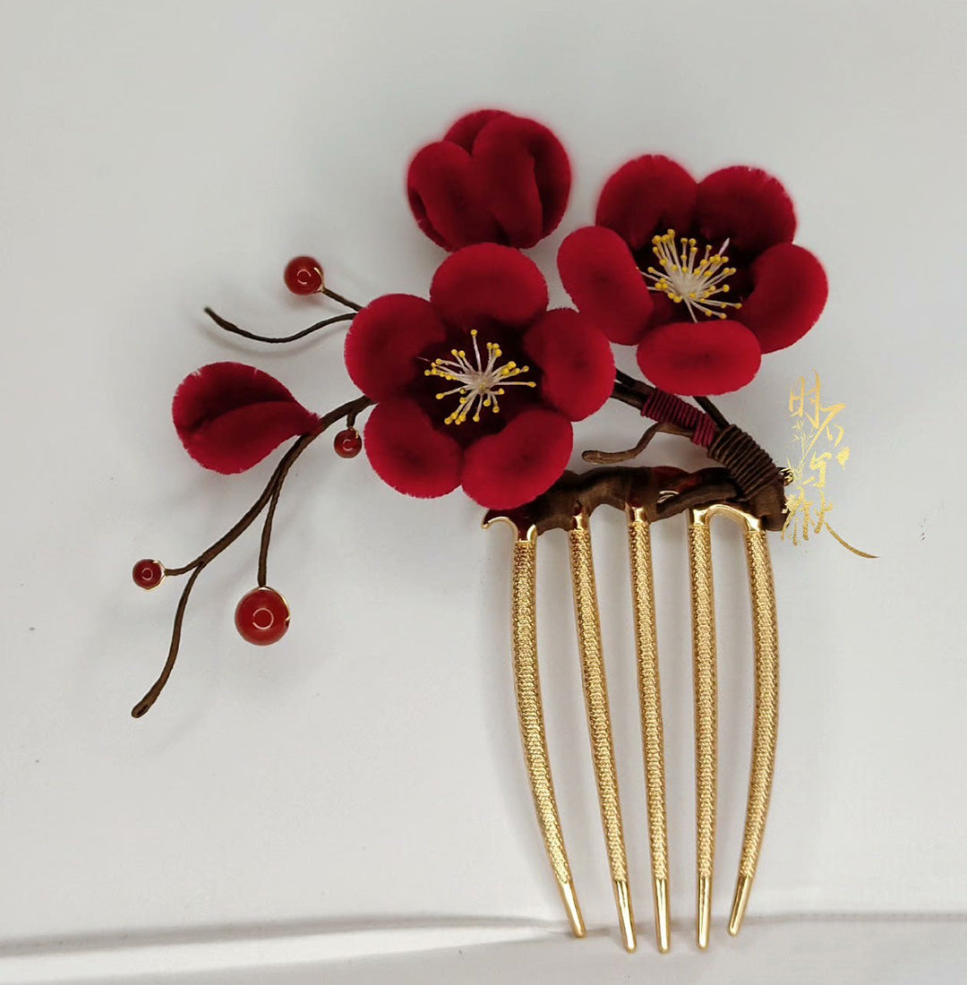 Plum Blossom Bespoke Hairpin - Silk Hairpin(Ronghua)