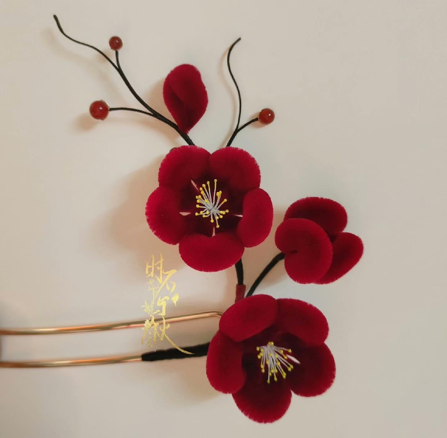 Plum Blossom Bespoke Hairpin - Silk Hairpin(Ronghua)