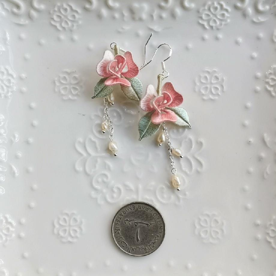 Rose Bespoke Earrings - Silk Earrings(Chanhua)