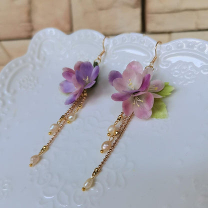 Hydrangea Bespoke Earrings - Silk Earrings(Ronghua)