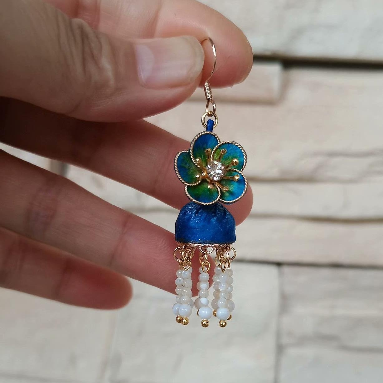 Palace Flower Lantern Bespoke Earrings - Silk Earrings(Ronghua)