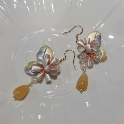 Butterfly And Flower Bespoke Earrings - Silk Earrings(Chanhua)