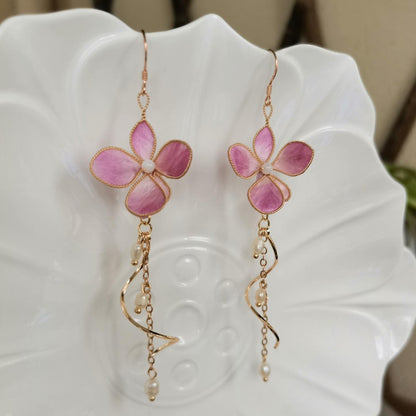 Small Flower Bespoke Earrings - Silk Earrings(Ronghua)