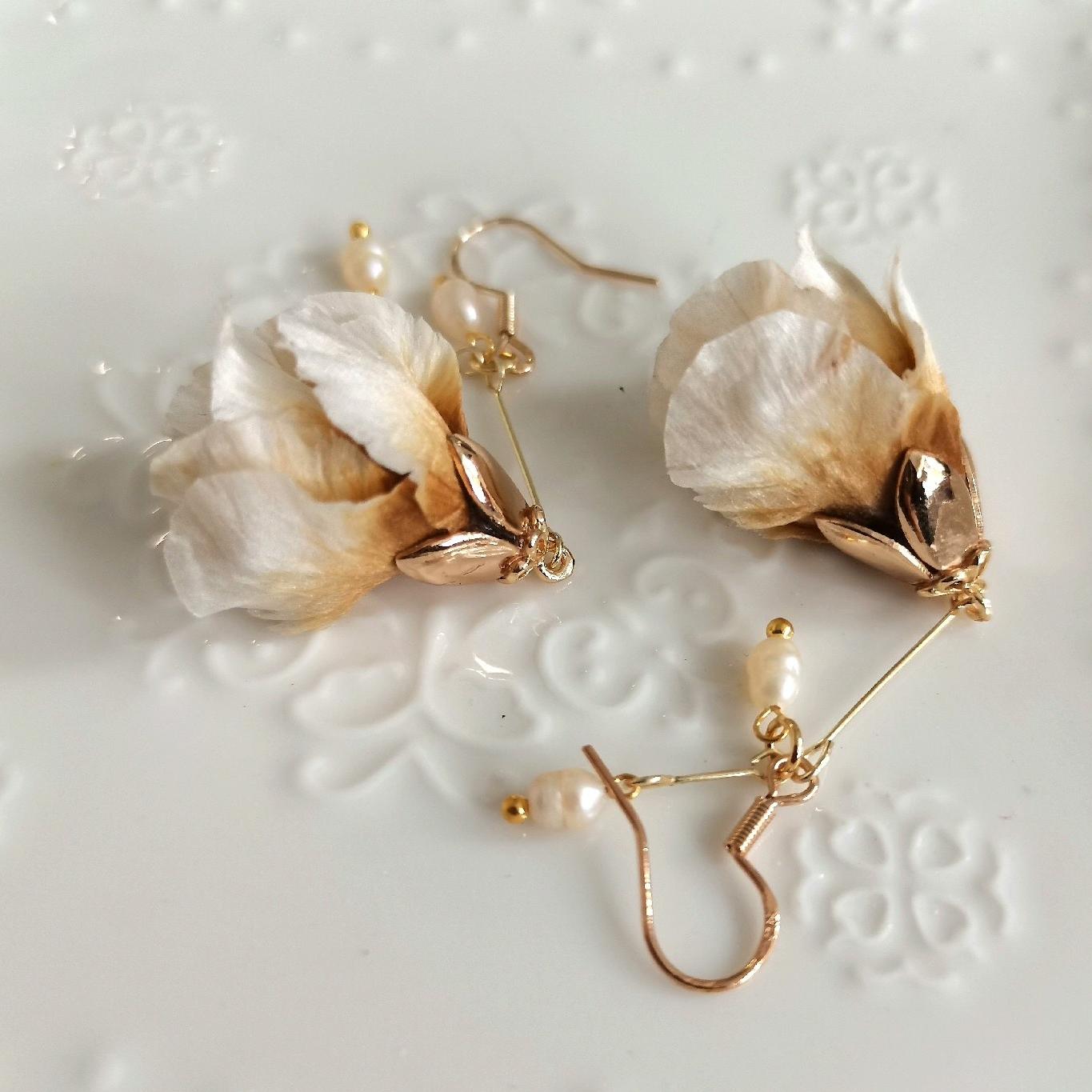 Peony Flower Bud Bespoke Earrings - Silk Earrings(Ronghua)