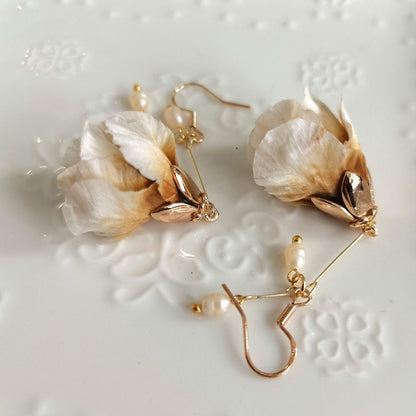 Peony Flower Bud Bespoke Earrings - Silk Earrings(Ronghua)