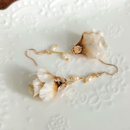 Peony Flower Bud Bespoke Earrings - Silk Earrings(Ronghua)