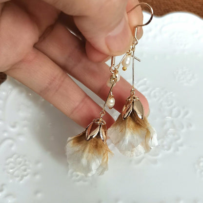 Peony Flower Bud Bespoke Earrings - Silk Earrings(Ronghua)