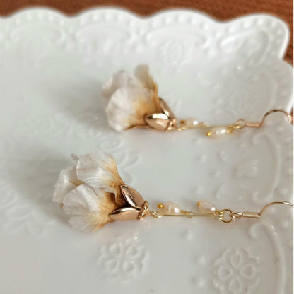 Peony Flower Bud Bespoke Earrings - Silk Earrings(Ronghua)