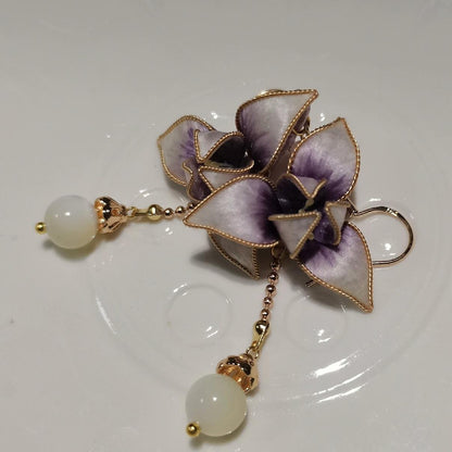 Small Flower Bespoke Earrings - Silk Earrings(Ronghua)