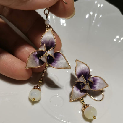 Small Flower Bespoke Earrings - Silk Earrings(Ronghua)