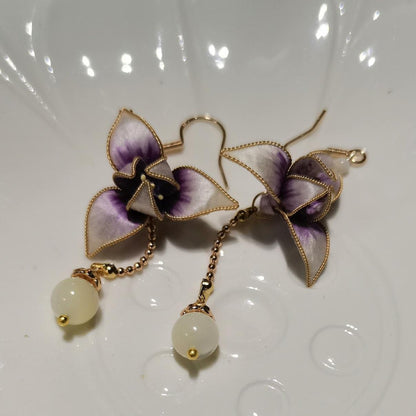 Small Flower Bespoke Earrings - Silk Earrings(Ronghua)