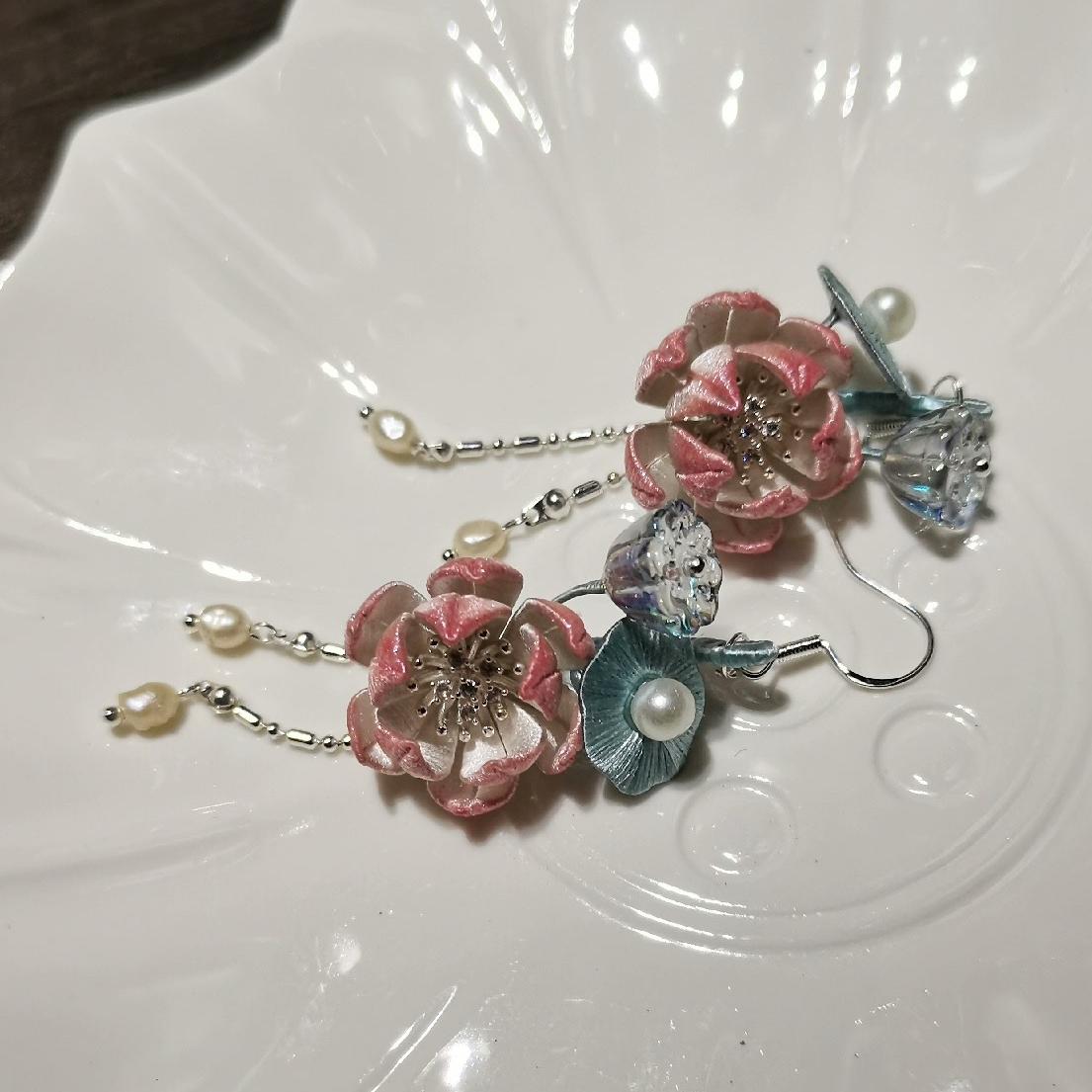 Lotus Bespoke Earrings - Silk Earrings(Chanhua)