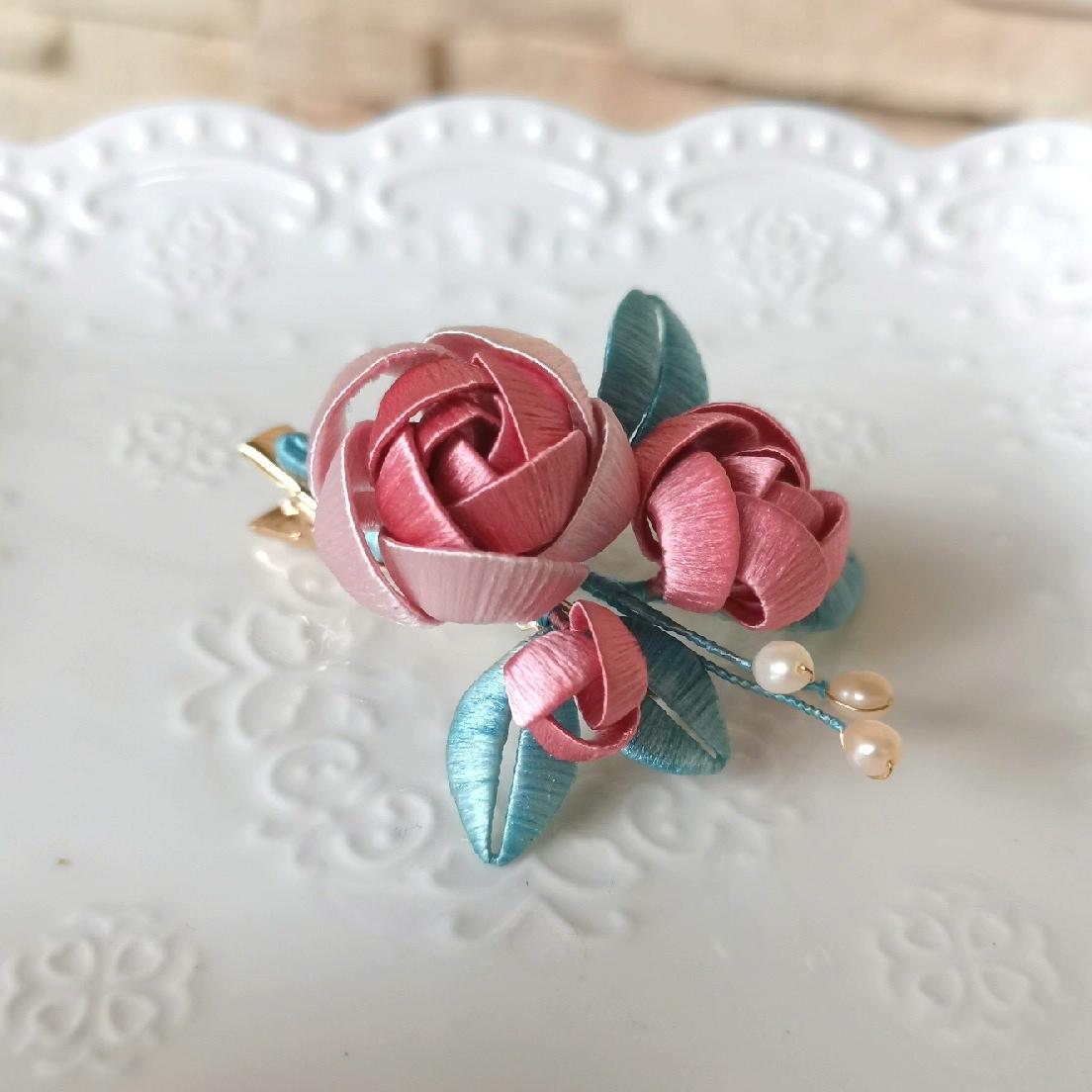 Rose Bud Bespoke Hairclip - Silk Hairclip(Chanhua)