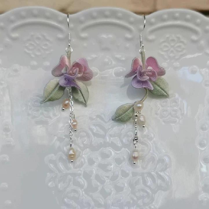 Rose Bespoke Earrings - Silk Earrings(Chanhua)