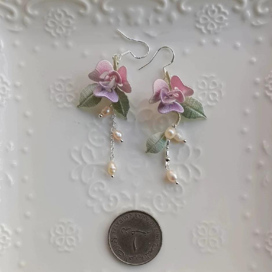 Rose Bespoke Earrings - Silk Earrings(Chanhua)