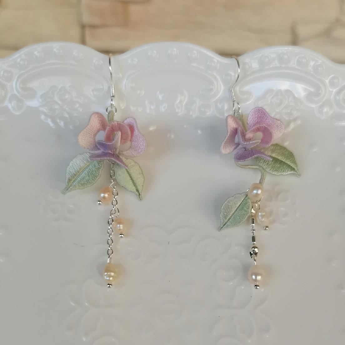 Rose Bespoke Earrings - Silk Earrings(Chanhua)