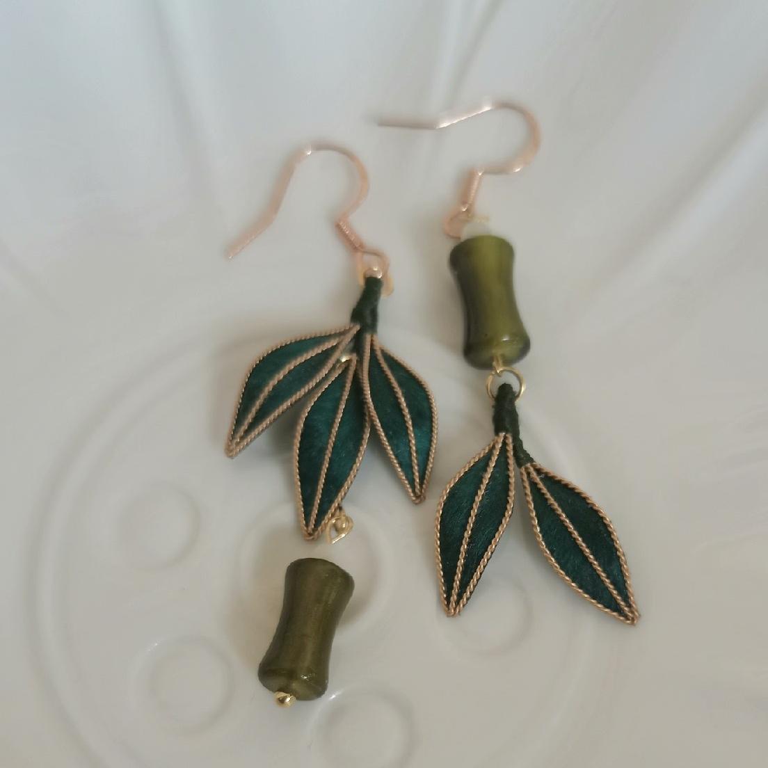 Bamboo Bespoke Earrings - Silk Earrings(Ronghua)