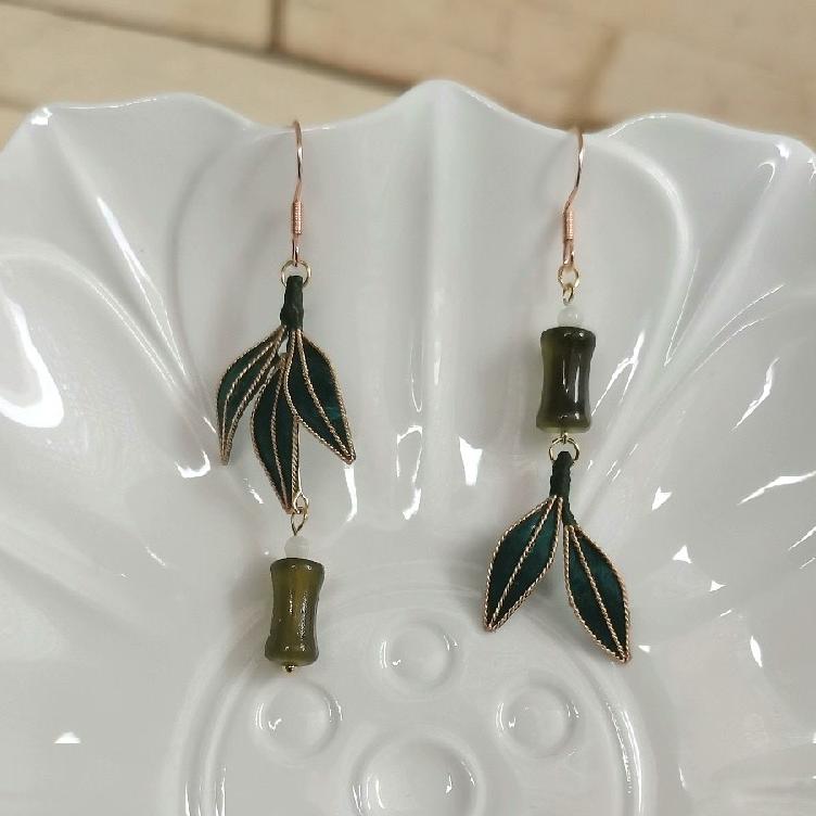 Bamboo Bespoke Earrings - Silk Earrings(Ronghua)