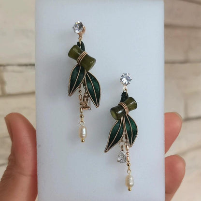 Bamboo Bespoke Earrings - Silk Earrings(Ronghua)