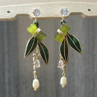 Bamboo Bespoke Earrings - Silk Earrings(Ronghua)