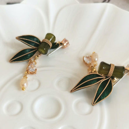 Bamboo Bespoke Earrings - Silk Earrings(Ronghua)