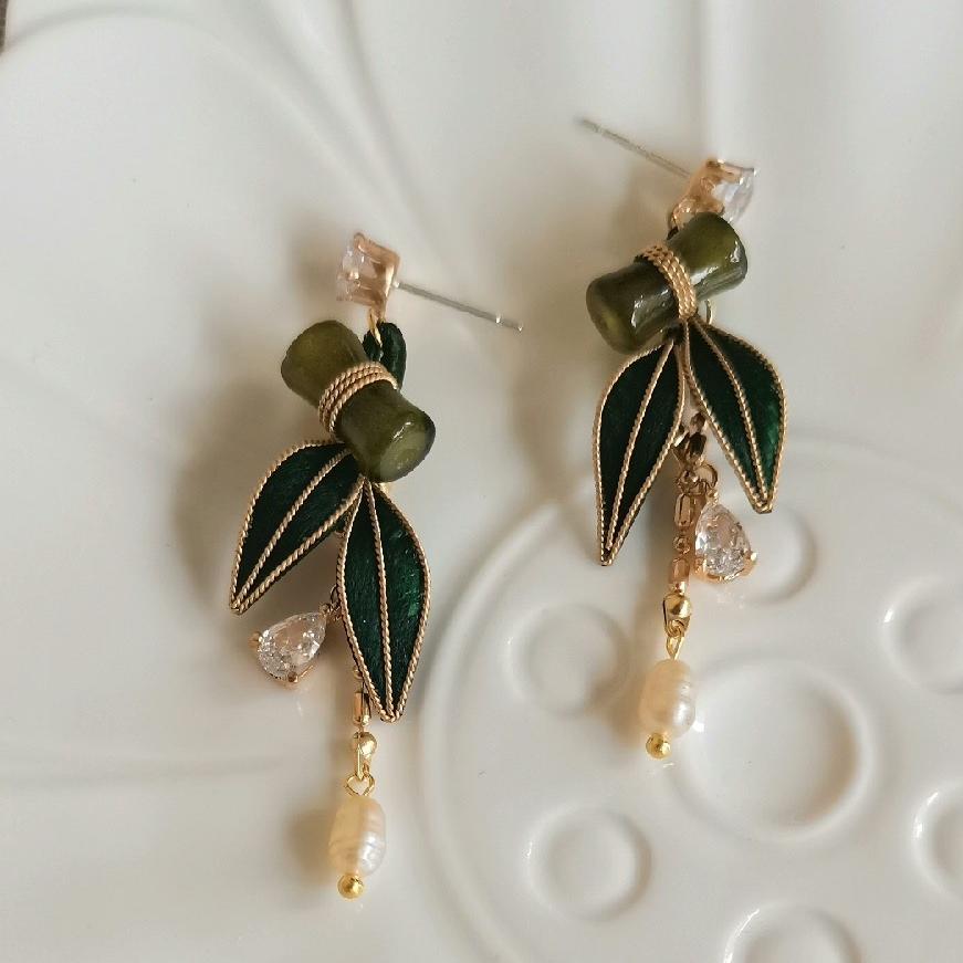 Bamboo Bespoke Earrings - Silk Earrings(Ronghua)