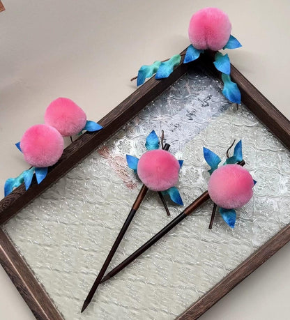 Peach Bespoke Hairpin - Silk Hairpin(Ronghua)