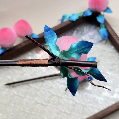 Peach Bespoke Hairpin - Silk Hairpin(Ronghua)