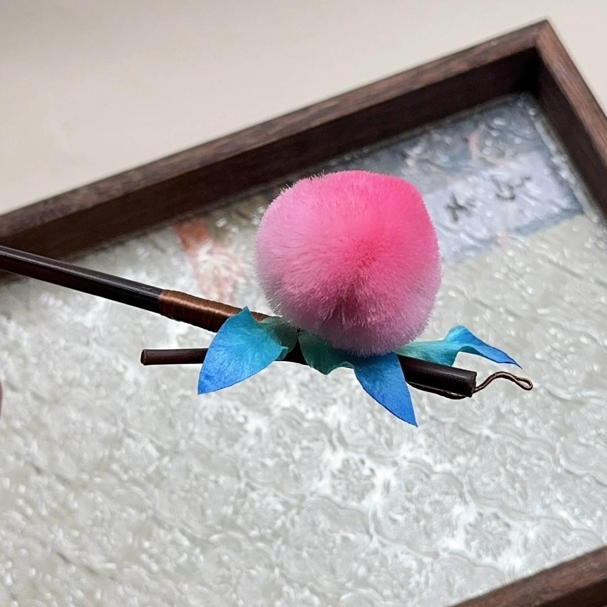 Peach Bespoke Hairpin - Silk Hairpin(Ronghua)