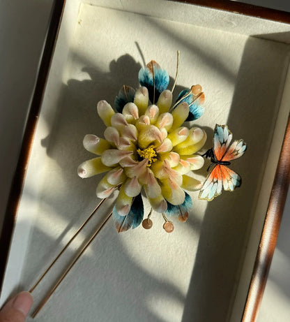 Chrysanthemum Bespoke Hairpin - Silk Hairpin(Ronghua)